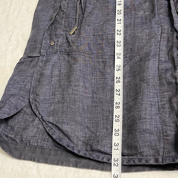 G.Botticelli 100% Linen M Tunic Dress Navy Gray Button Front 3/4 Sleeve Zip - Picture 12 of 13